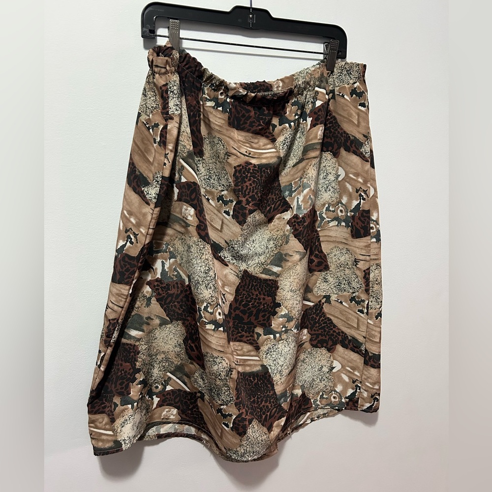 Vintage Animal Abstract Print Plus Size Skirt